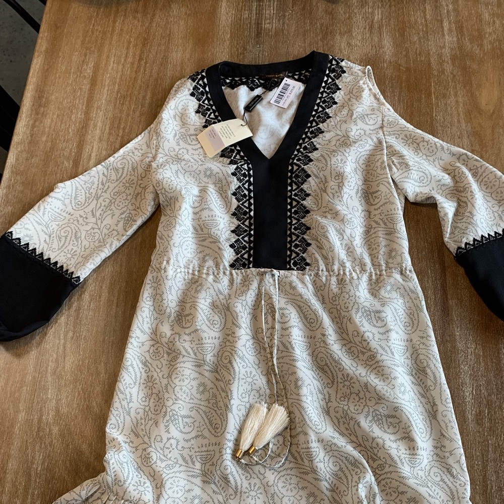 Vineet Bahl Dress Ivory & black embroidered